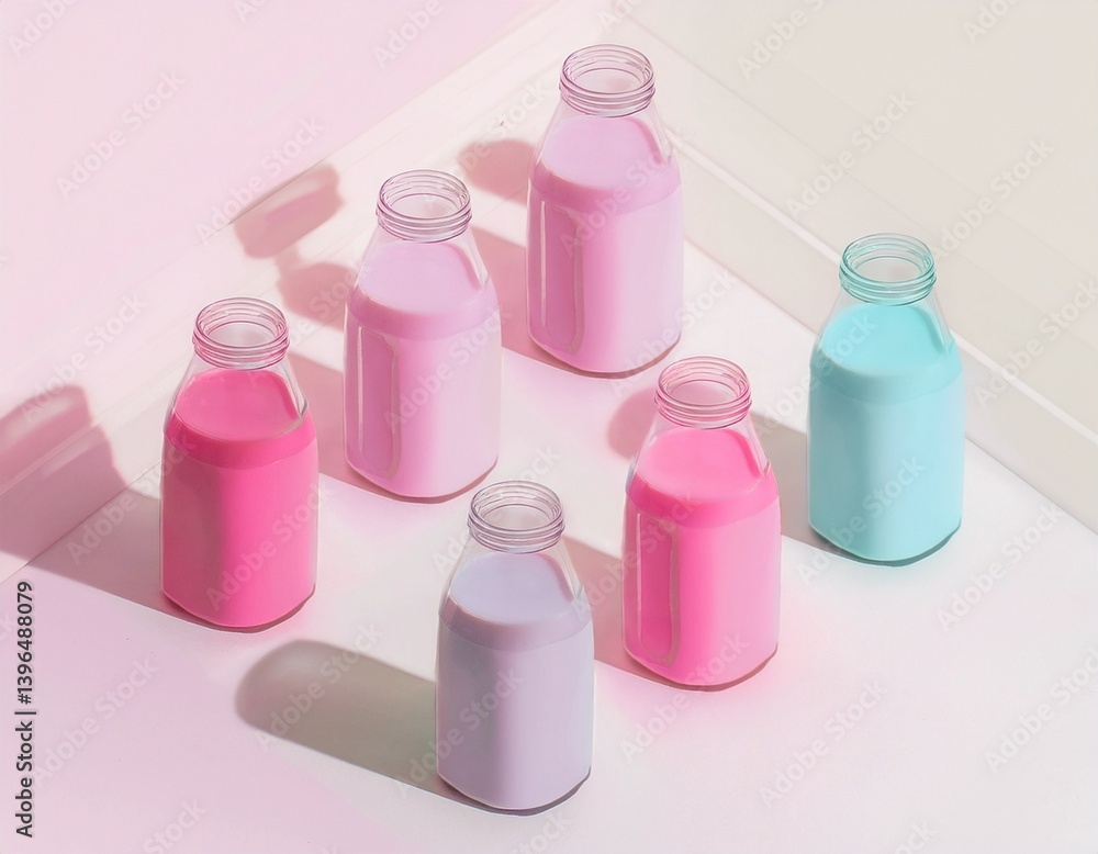 Generation Alpha food menu: a charming isometric of colorful Moon Milk food icons on a white background. Generation Alpha food menu: a charming isometric of colorful Moon Milk food icons on a white background.