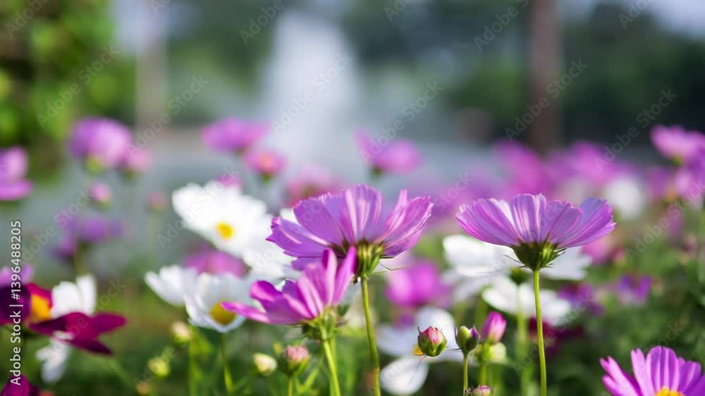 Cosmos Flowers with Fountain in Background
Cosmos Flowers with Fountain in Background