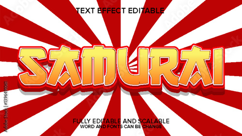 3d text effect samurai vector editable