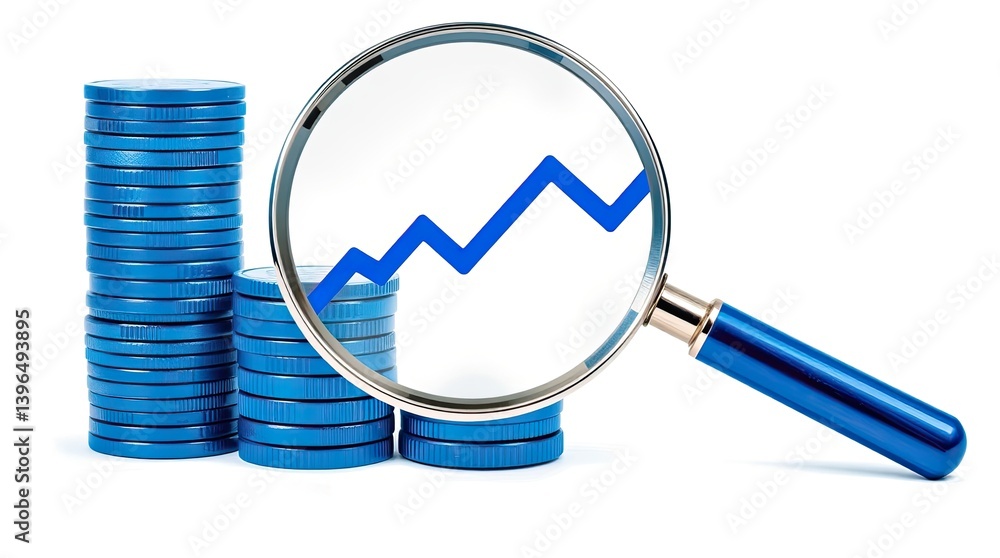 Examining financial growth through a magnifying glass. Examining financial growth through a magnifying glass.