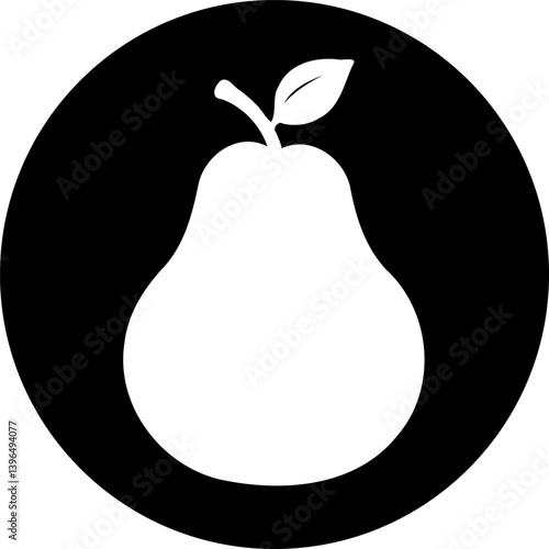 Elegant pear silhouette within a stark circular canvas showcases minimalistic design