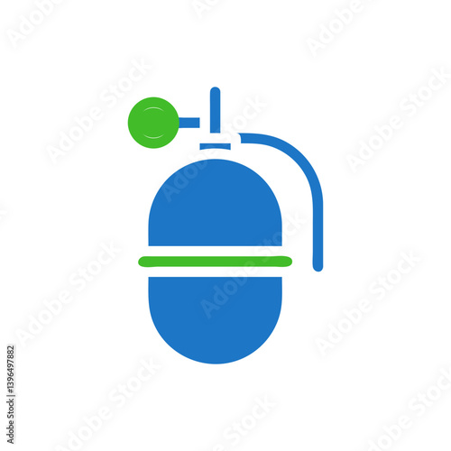 Symbol of a blue bomb on a white background