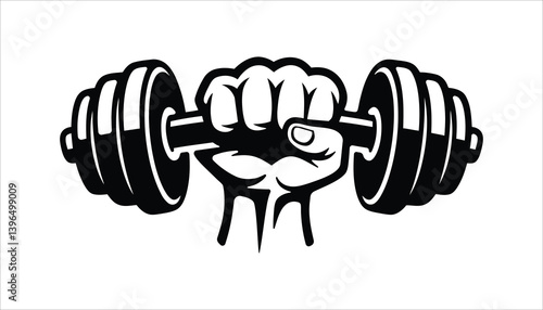 Strong Fist Holding Dumbbell Fitness Logo Vector.