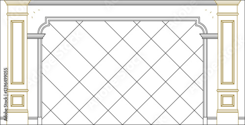 silhouette design vector illustration sketch drawing furniture interior backdrop partition room divider classic vintage ethnic traditional