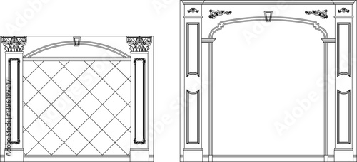 silhouette design vector illustration sketch drawing furniture interior backdrop partition room divider classic vintage ethnic traditional roman greek 
