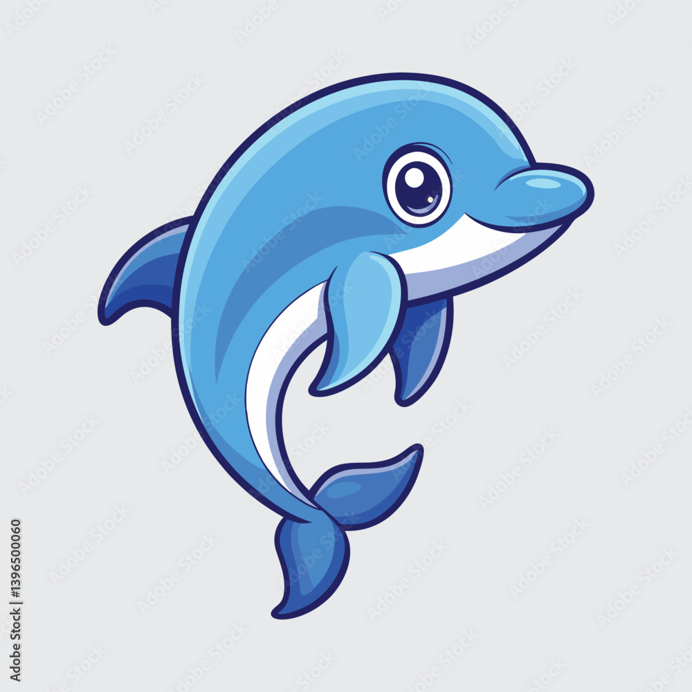 Naklejka premium Vector illustration of a dolphin, whale, and shark swimming in the ocean