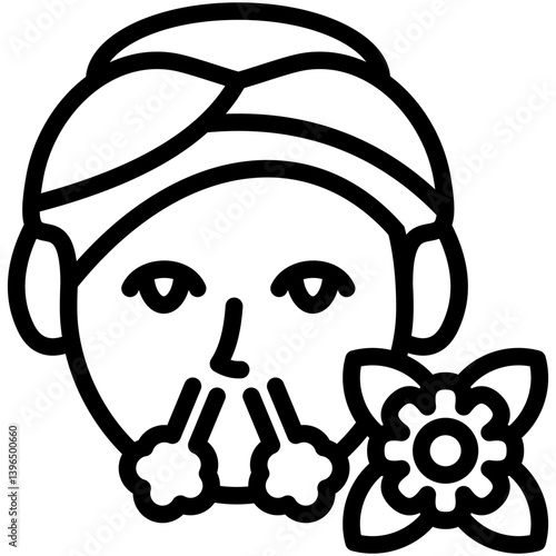Breathe black outline mini illustration icon, related to relaxation, spa, wellness and more. use for modern concept, print, UI, UX kit, web and app development. Vector EPS 10.