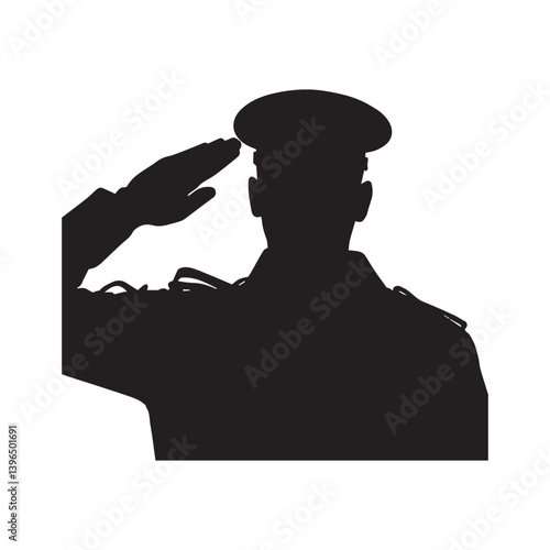 Salute soldiers silhouette of saluting army soldiers saluting male army soldiers white Background.