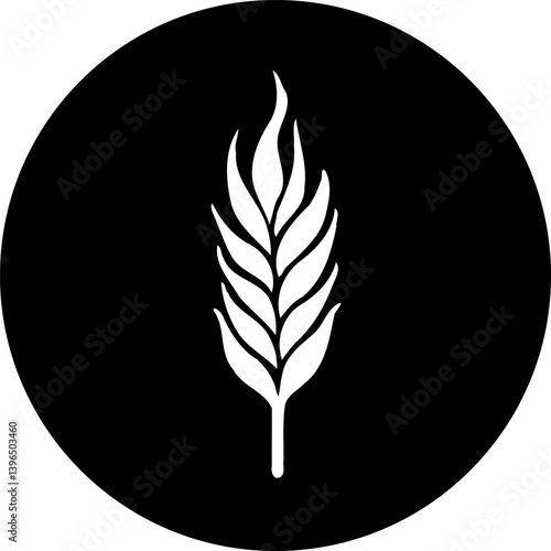 Elegant depiction of a wheat stalk in a minimalist circular composition