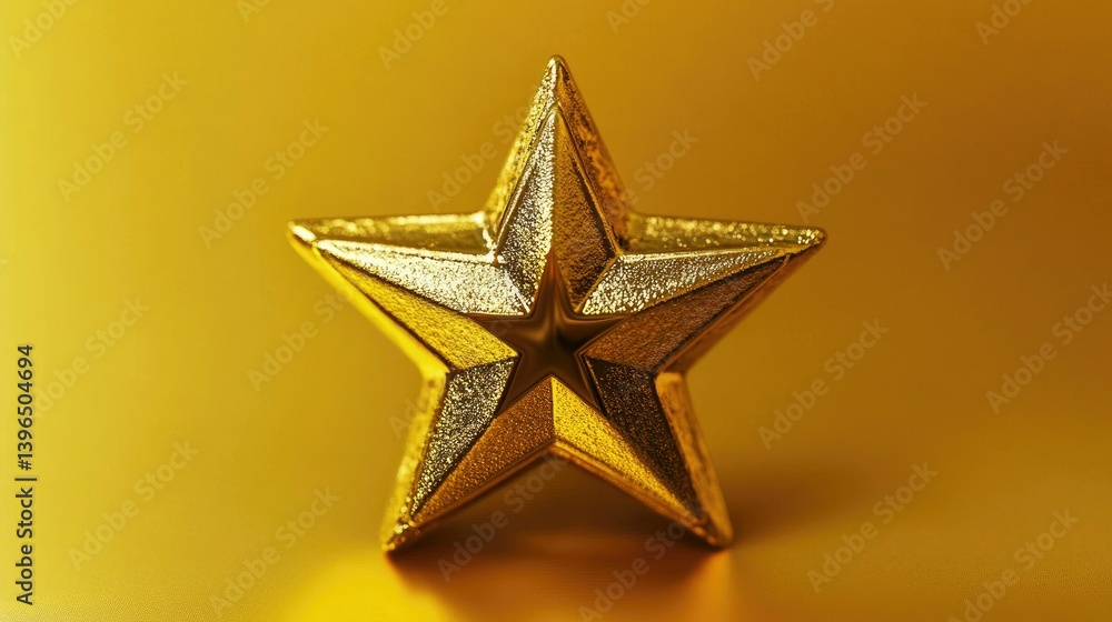 Golden Star Shining Brightly on Gold Background for Awards or Celebration Golden Star Shining Brightly on Gold Background for Awards or Celebration