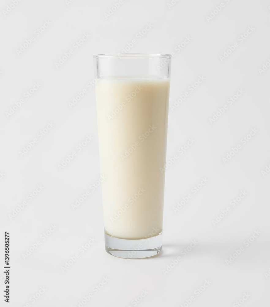 A tall glass of cold milk sits on a pristine white background, food, healthy A tall glass of cold milk sits on a pristine white background, food, healthy