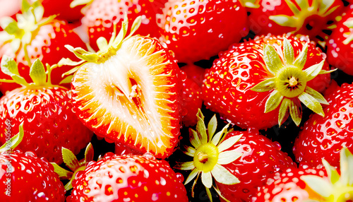 Strawberry. Fresh organic berries macro. Fruit background