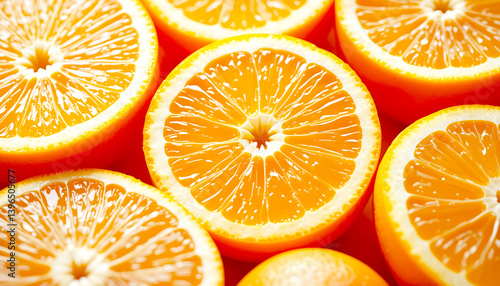Orange slices background, pattern full frame, close up of mouth watering various of oranges.