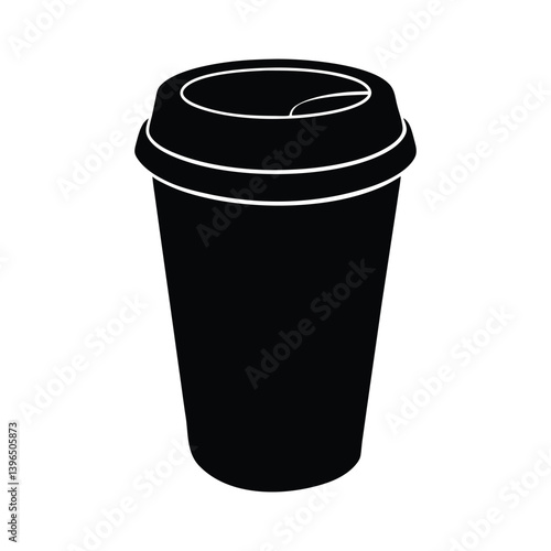 Black silhouette of a disposable coffee cup with a kraft paper exterior