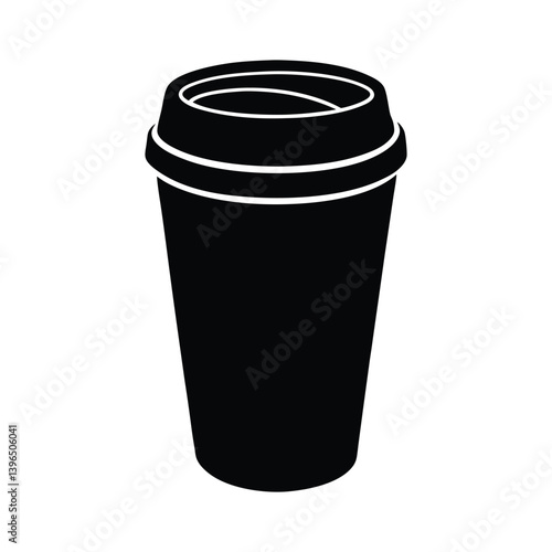 Black silhouette of a disposable coffee cup with a kraft paper exterior