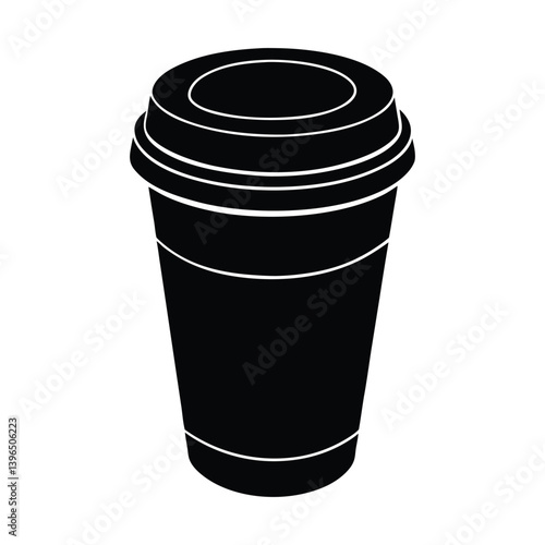 Black silhouette of a disposable coffee cup with a kraft paper exterior
