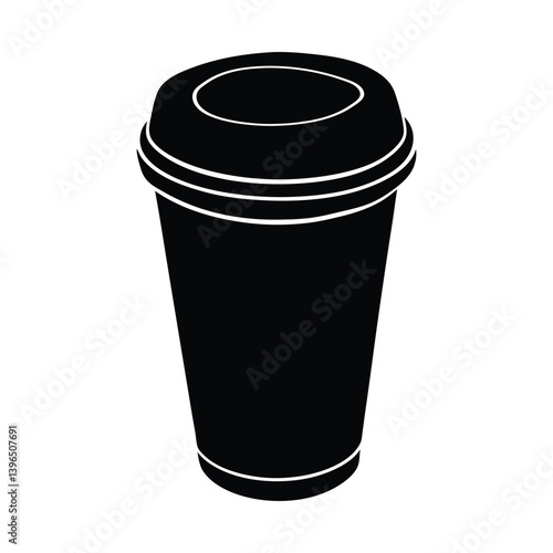 Black silhouette of a disposable coffee cup with a kraft paper exterior