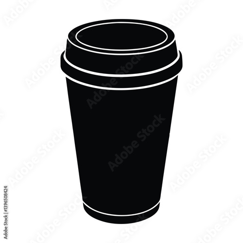 Black silhouette of a disposable coffee cup with a kraft paper exterior