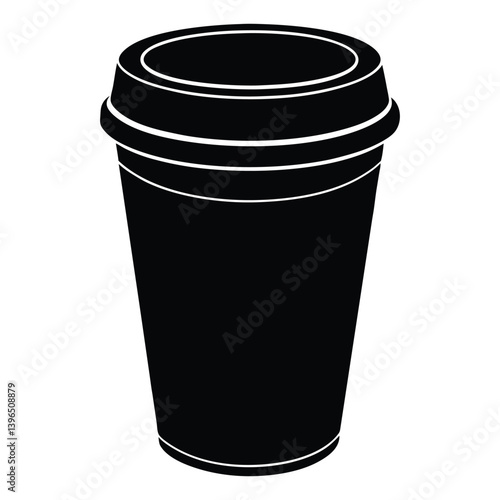 Black silhouette of a disposable coffee cup with a kraft paper exterior