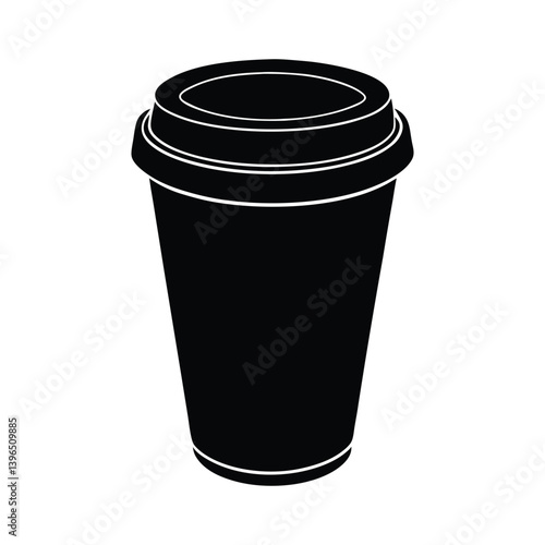 Black silhouette of a disposable coffee cup with a kraft paper exterior
