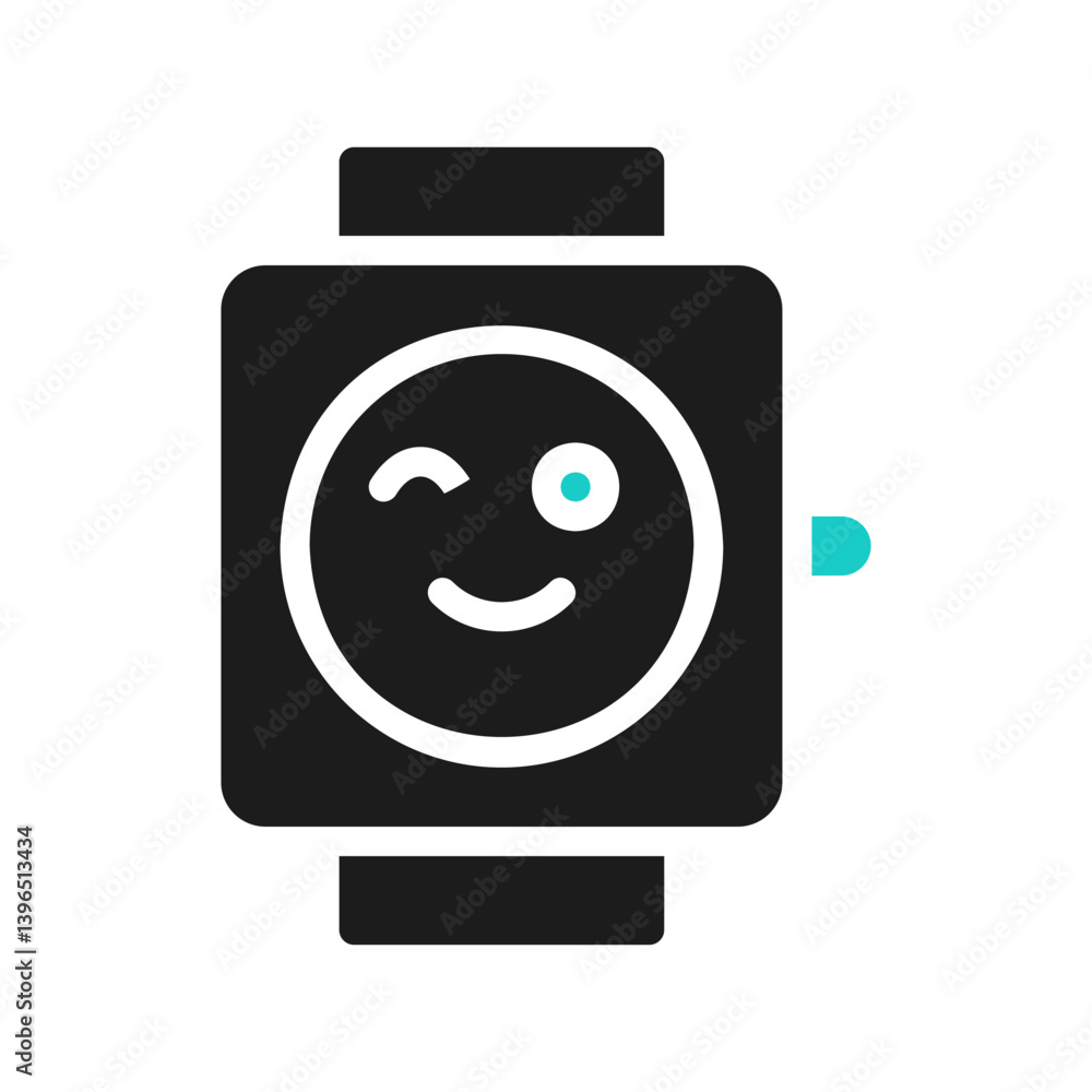 Smiling Smartwatch Emoticon Digital Display Icon Smiling Smartwatch Emoticon Digital Display Icon