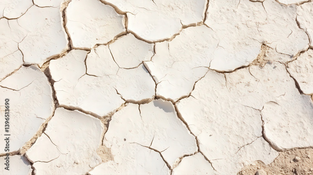 Obraz premium Closeup of Cracked Off White Earth Texture