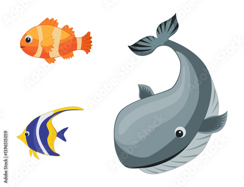Vector colorful cartoon ocean fish 