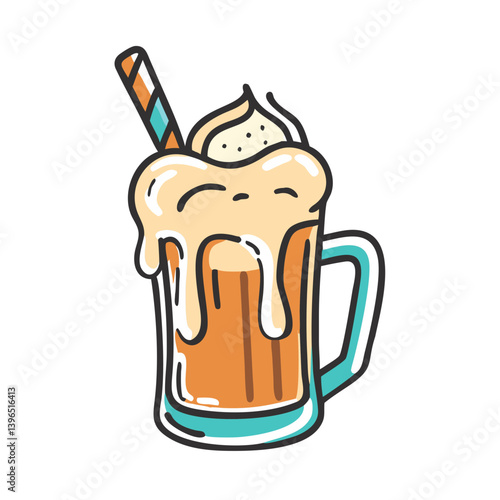 root beer float icon, root beer float vector illustration-simple illustration of root beer float, perfect for root beer float logos and icons