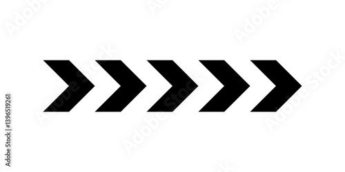 Chevron arrow pattern. Chevron shape line. Motion direction road line. Triangle arrow sign. Warning repeat striped. Swipe icon. Design element. Vector illustration isolated on white background.