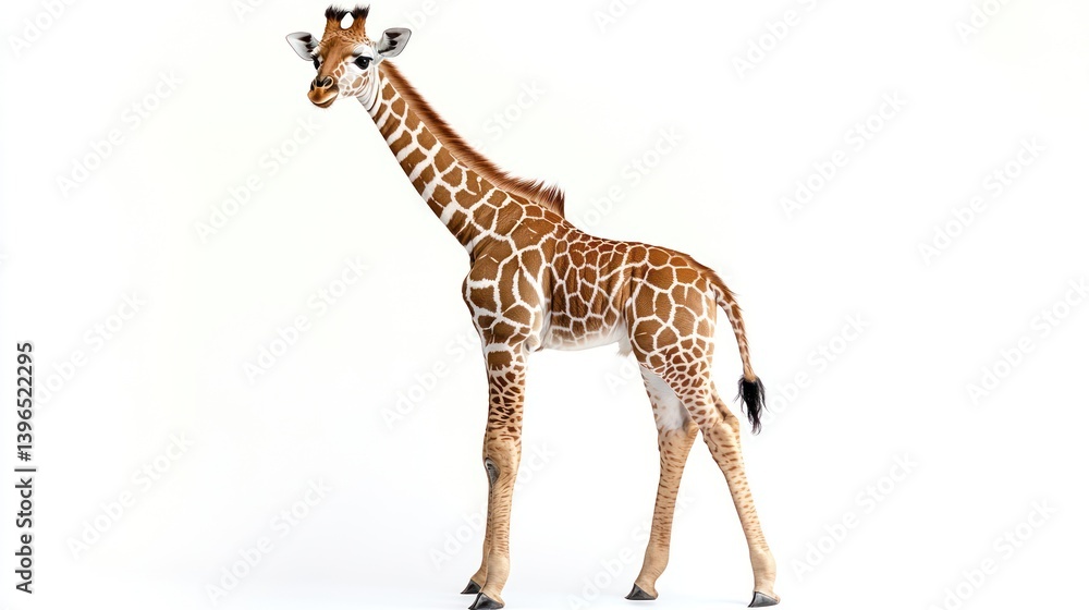 Fototapeta premium Graceful giraffe portrait on a pristine backdrop showcasing elegance and charm