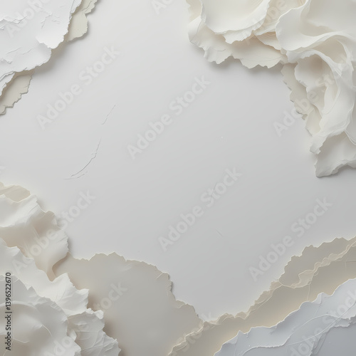Textured Paper Clouds Frame: Off-White Minimalist Background