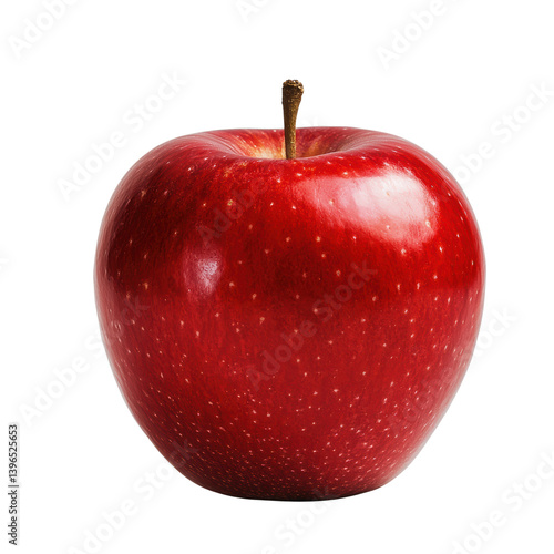 A vibrant ripe red apple with a shiny surface