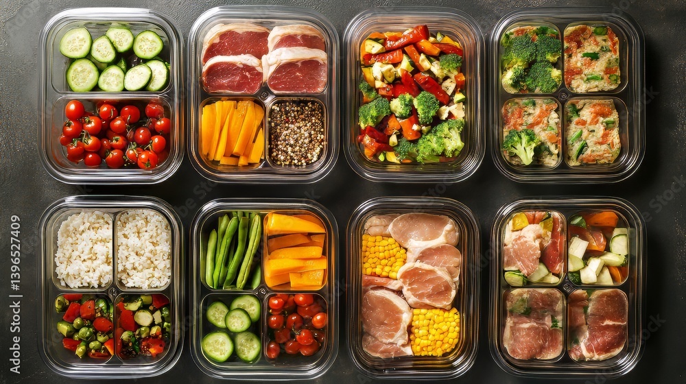 Meal prep containers with diverse ingredients offering convenient and healthy dining options for busy individuals.