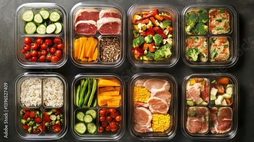 Obraz na płótnie Meal prep containers with diverse ingredients offering convenient and healthy dining options for busy individuals. w salonie
