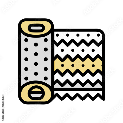 Fabric Roll with Patterned Textiles Icon Design