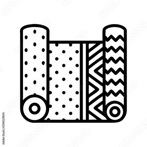 Fabric Roll with Patterned Textiles Icon Design