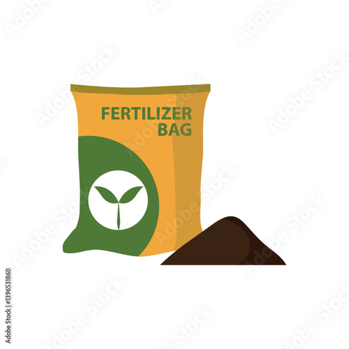 Fertile land package icon vector illustration. Organic compost pack ground garden tool bio agronomy isolated. Ecology mineral soil for growing plants agriculture work