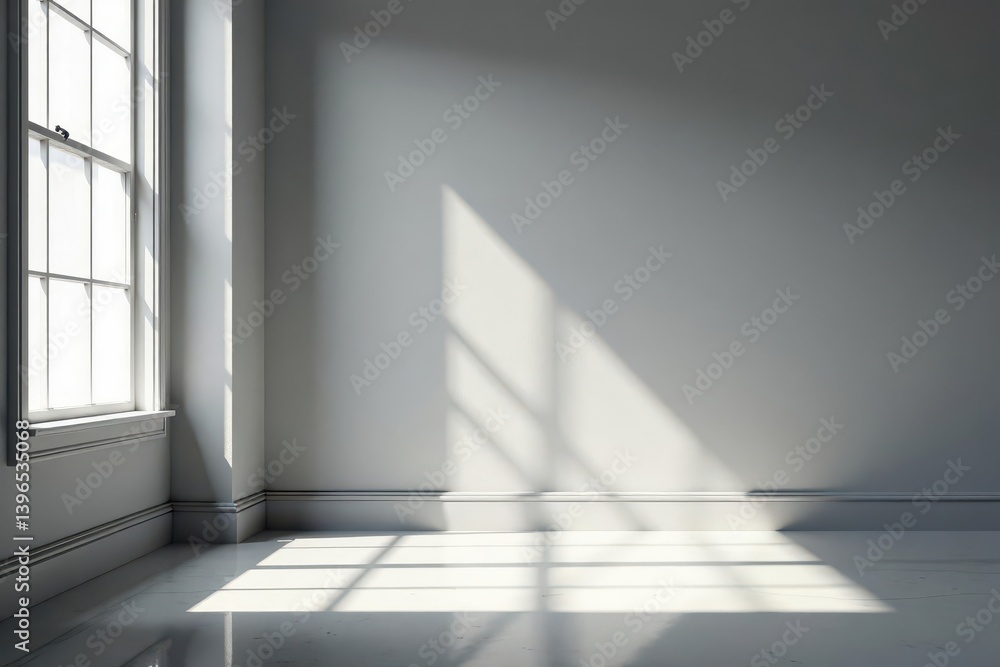 Obraz premium Elegant gray backdrop, soft window light, subtle shadow , shadow, online store, window light effect