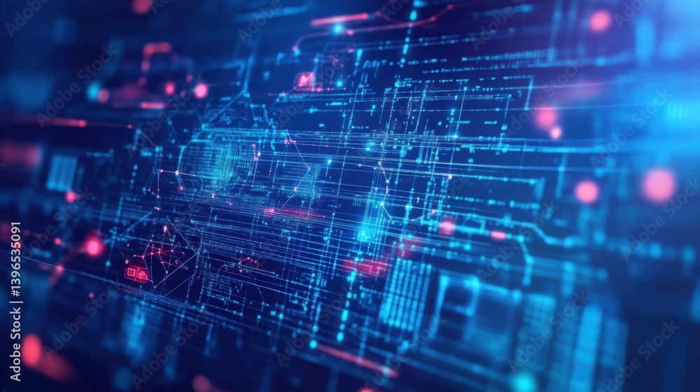A vibrant digital abstract design featuring interconnected lines and shapes, evoking a sense of technology and data flow. A vibrant digital abstract design featuring interconnected lines and shapes, evoking a sense of technology and data flow.