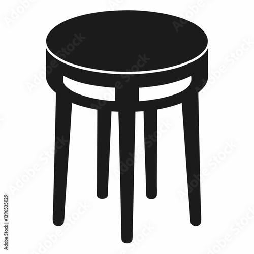 Stool Silhouette black on White Background
