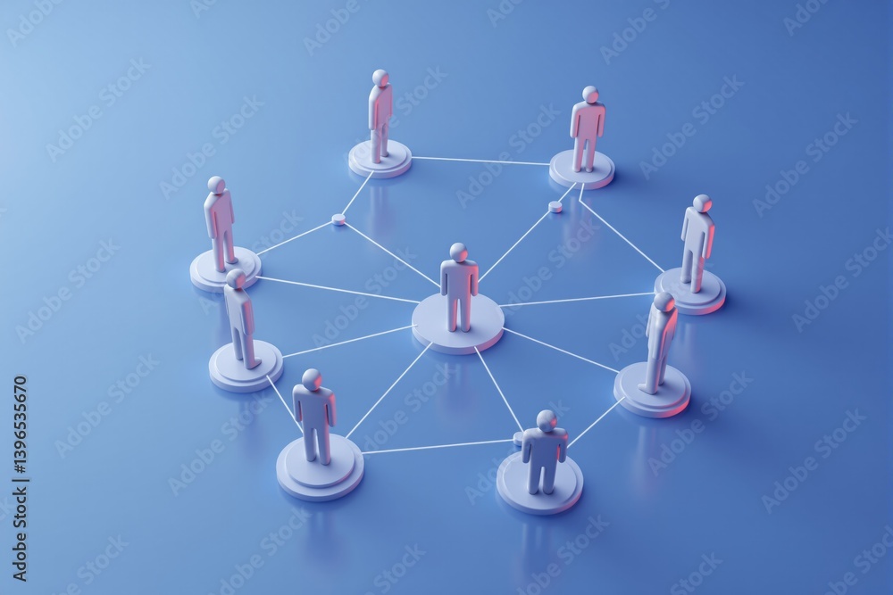 Abstract human network connection concept on blue background.