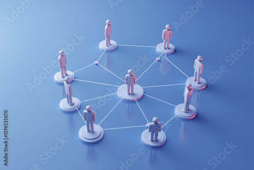 Obraz na płótnie Abstract human network connection concept on blue background. w salonie