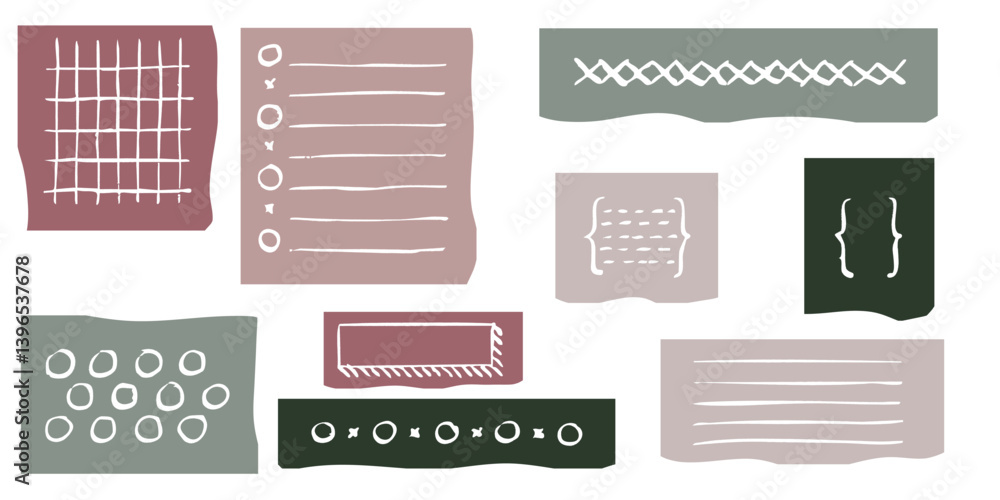 Crayon style grid patterns and lined stripe elements for hand crafted paper and collage use Crayon style grid patterns and lined stripe elements for hand crafted paper and collage use
