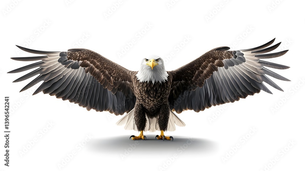 Fototapeta premium Majestic Eagle with Full Wings Spread in Photorealistic Detail