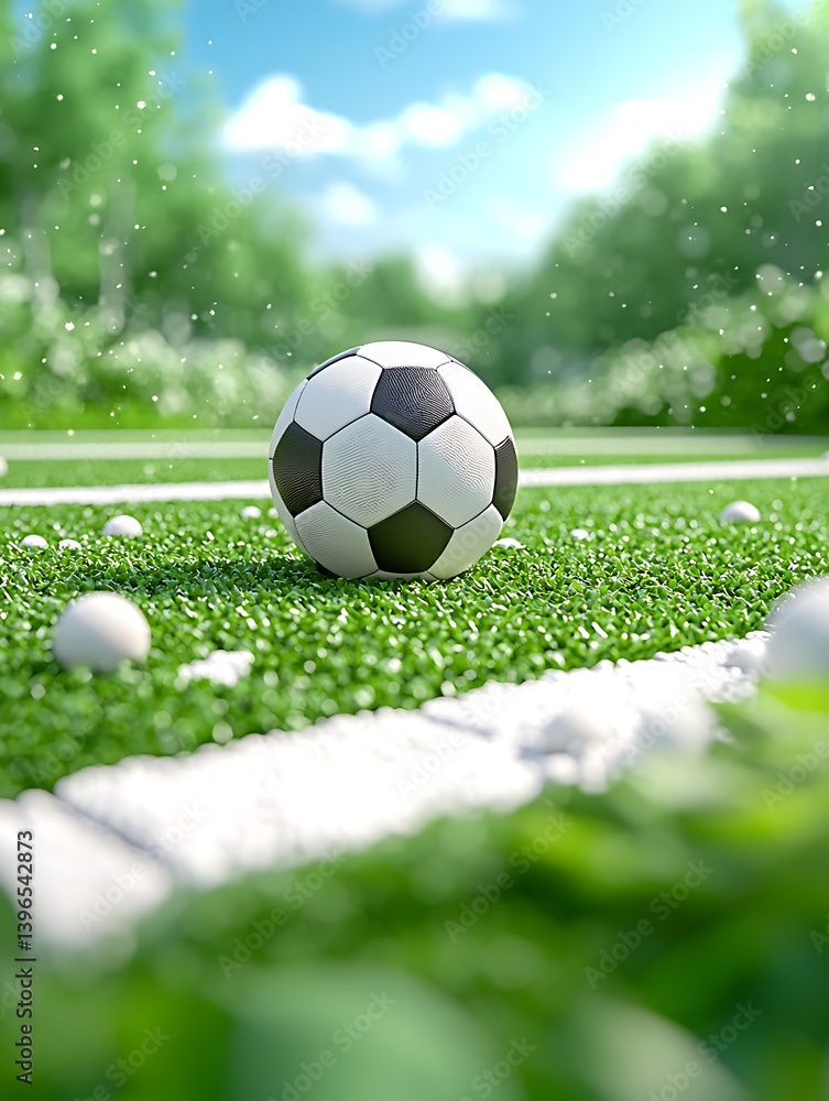 Fototapeta premium Soccer Ball on Green Field