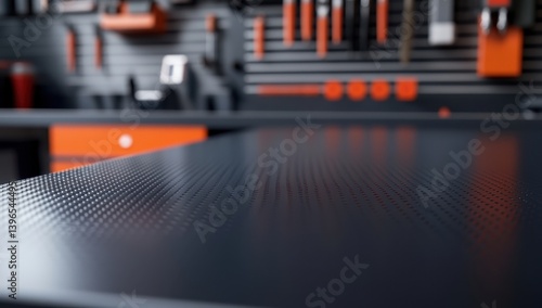 Modern garage workspace with textured table