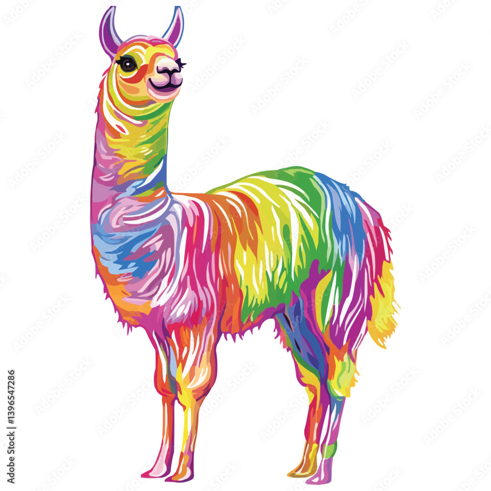 Obraz premium Colorful Rainbow Llama Illustration