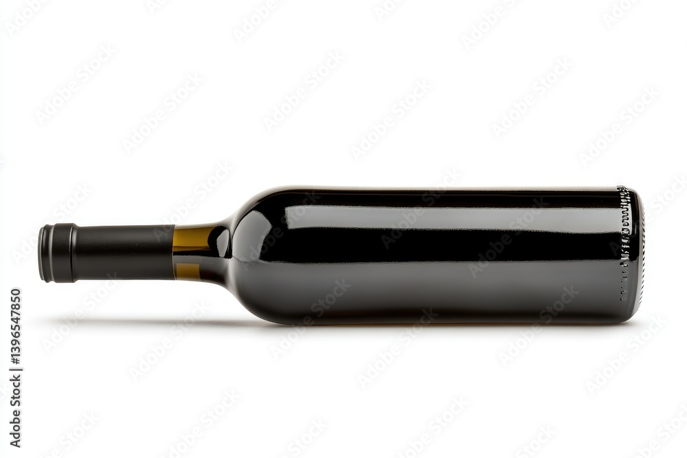 Isolated Red Wine Bottle Lying Down on White Background for Mockup Isolated Red Wine Bottle Lying Down on White Background for Mockup