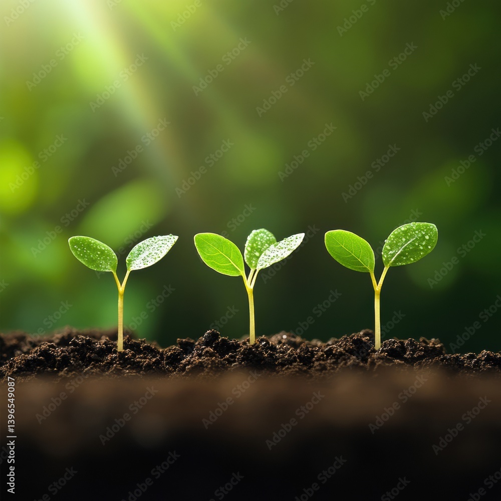 Fototapeta premium Regenerative Growth Eco-Innovative Seedling Development in Sustainable Agriculture - Next-Gen Climate Resilience and Green Technology Visualization