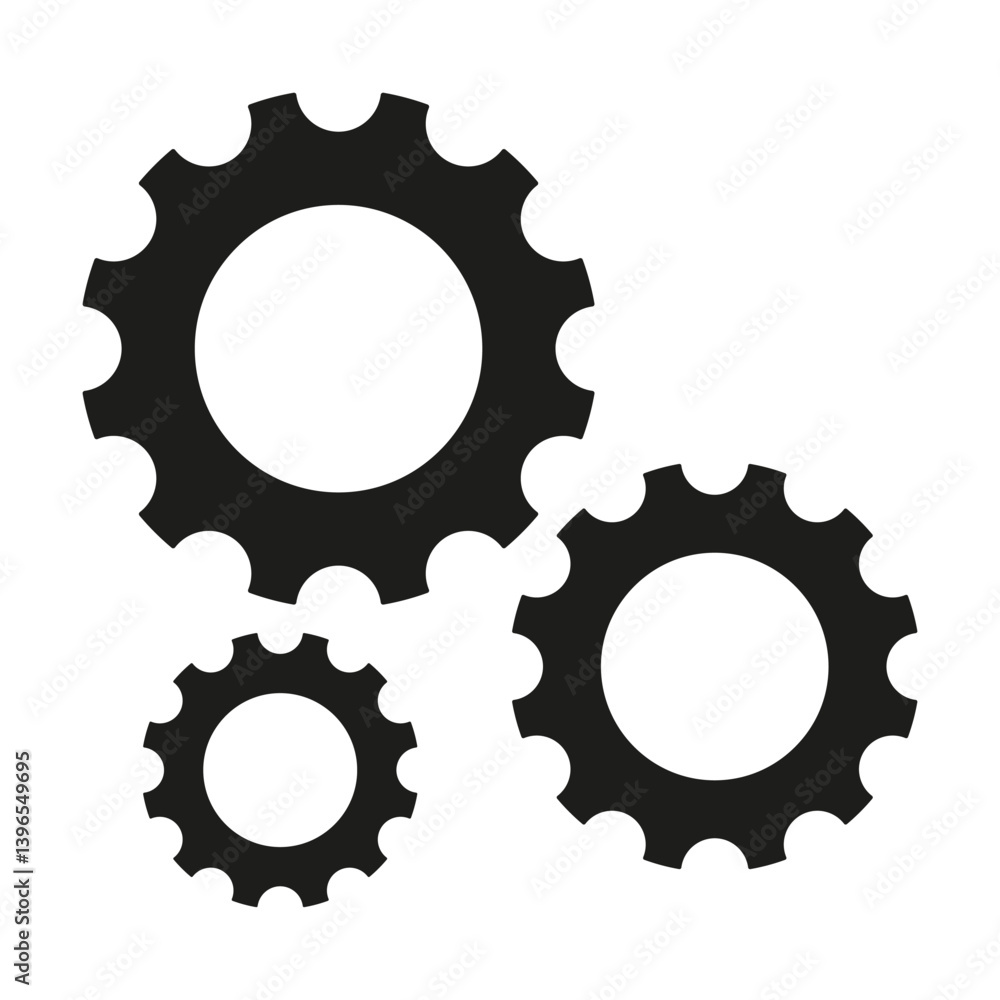 Black gear icons. Industrial mechanical shapes. Engineering cogwheels design. Vector elements. Black gear icons. Industrial mechanical shapes. Engineering cogwheels design. Vector elements.